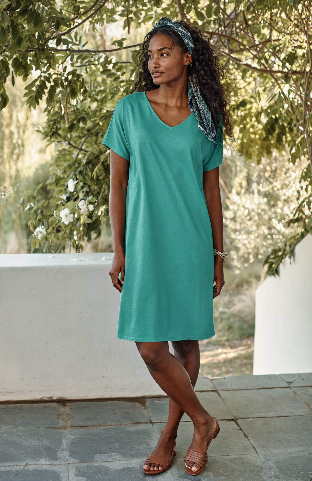 pure jill soft-v-neck t-shirt dress