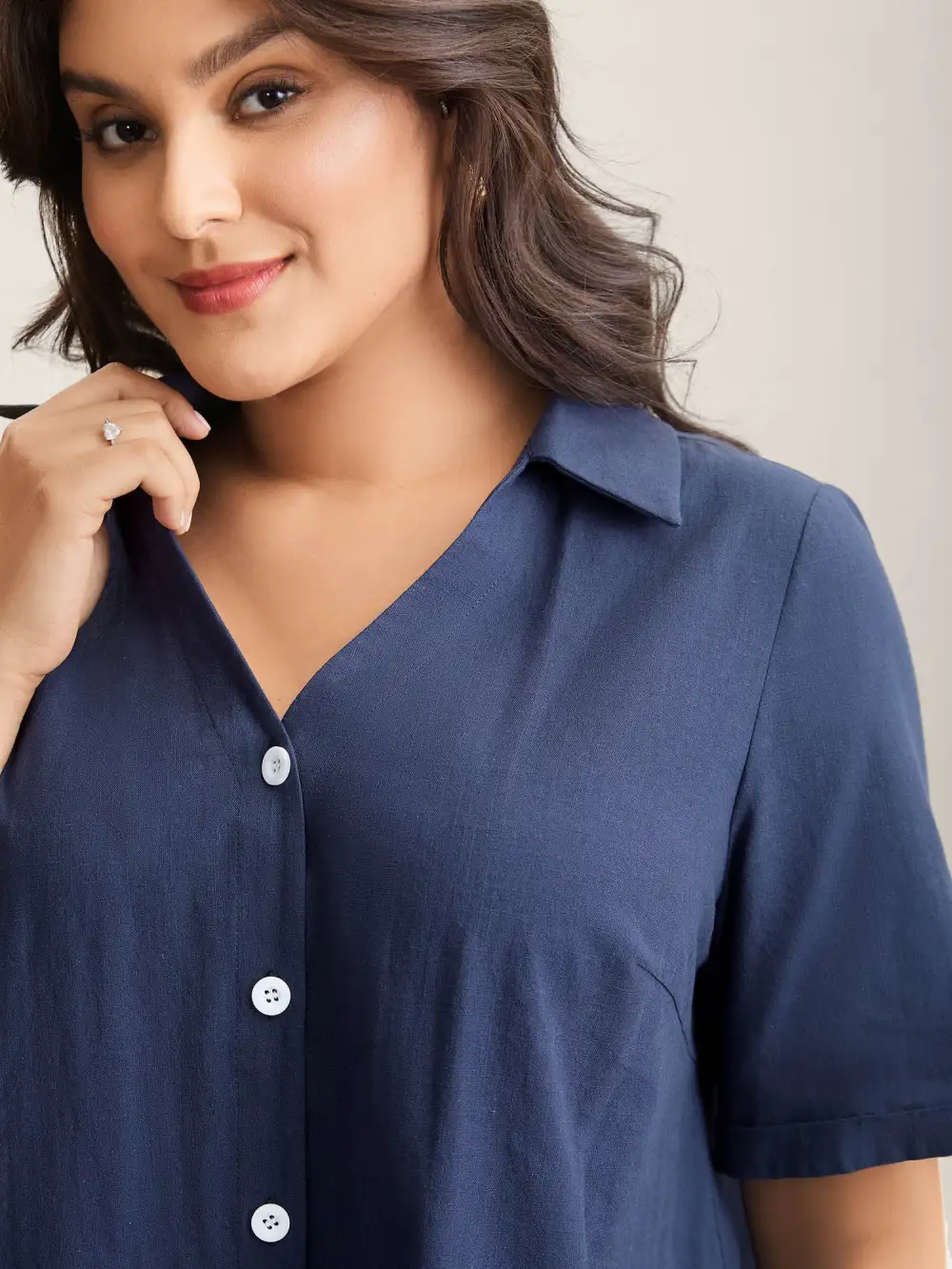 Cotton Collar Button Placket Blouse