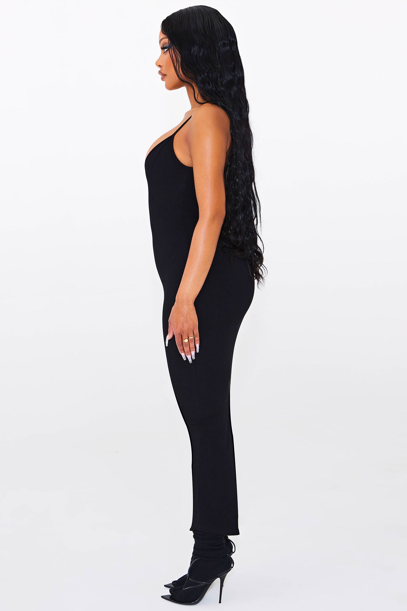 Mandy Snatched Midi Dress - Black