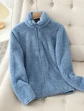 Women's Sherpa Jacket Comfortable Breathable Zipper Pocket Casual Plain Vacation Street Casual Daily Wear Zipper Regular Stand Collar Regular Fit Long Sleeve Outerwear White Pink Blue Spring Fall