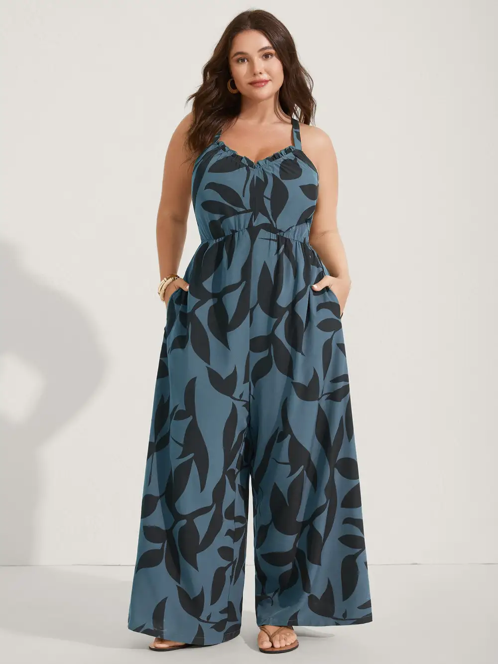 Silhouette Floral Print Sweetheart Jumpsuit