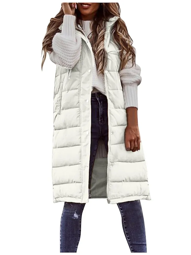 Women's Winter Jacket Vest Outdoor Street Daily Winter Fall Long Coat