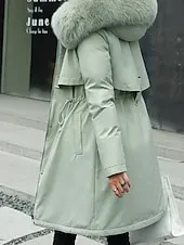 Women's Winter Coat Sherpa Jacket Comfortable Breathable Pocket Fashion Casual Plain Vacation Street Casual Daily Wear Zipper Long Hooded Regular Fit Long Sleeve Outerwear Black Red Blue Spring Fall