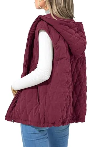Women's Casual Hooded Zip-Up Vest Jacket