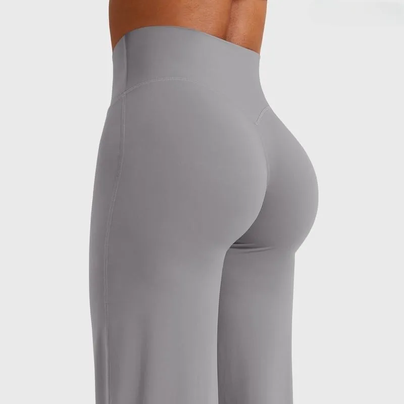 High-waisted straight-leg, seamless front-facing women's yoga leggings