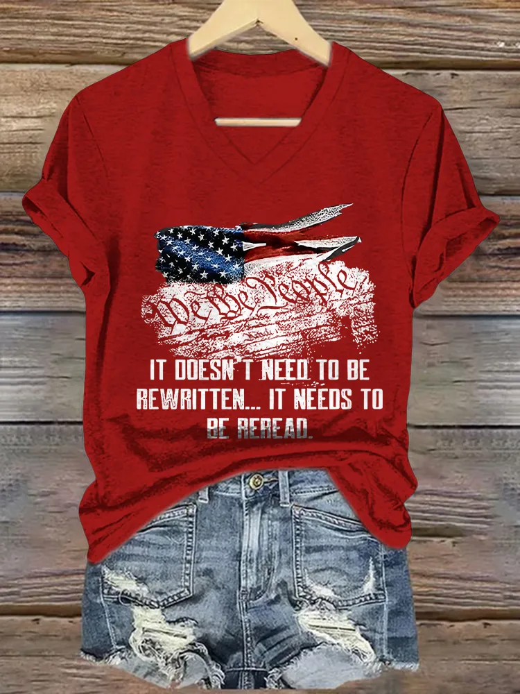 Women's We The People 1776 Print Short Sleeve Round Neck Cotton T-Shirt