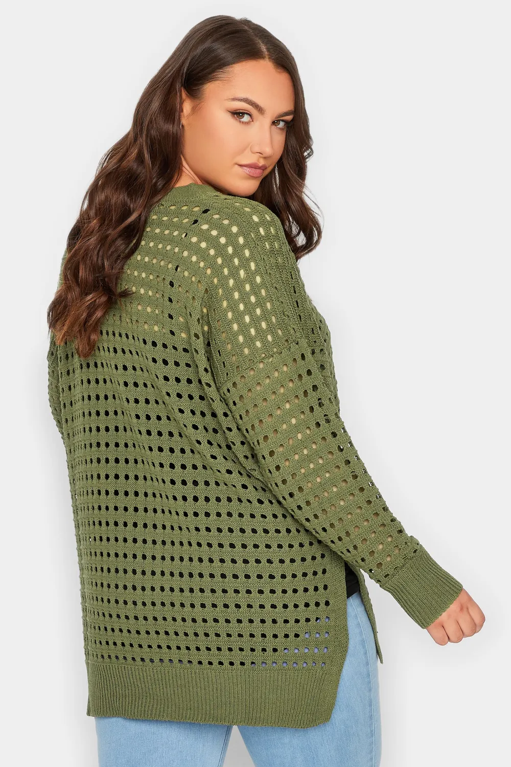 YOURS Curve Black Side Split Crochet Jumper