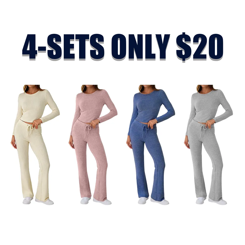 Women's Foldover Flare Leggings & Crop Top Set