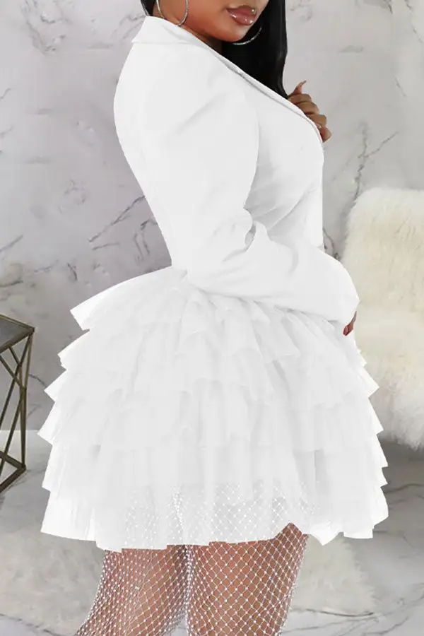 Mesh Patchwork Sweet Tiered Mini Dress