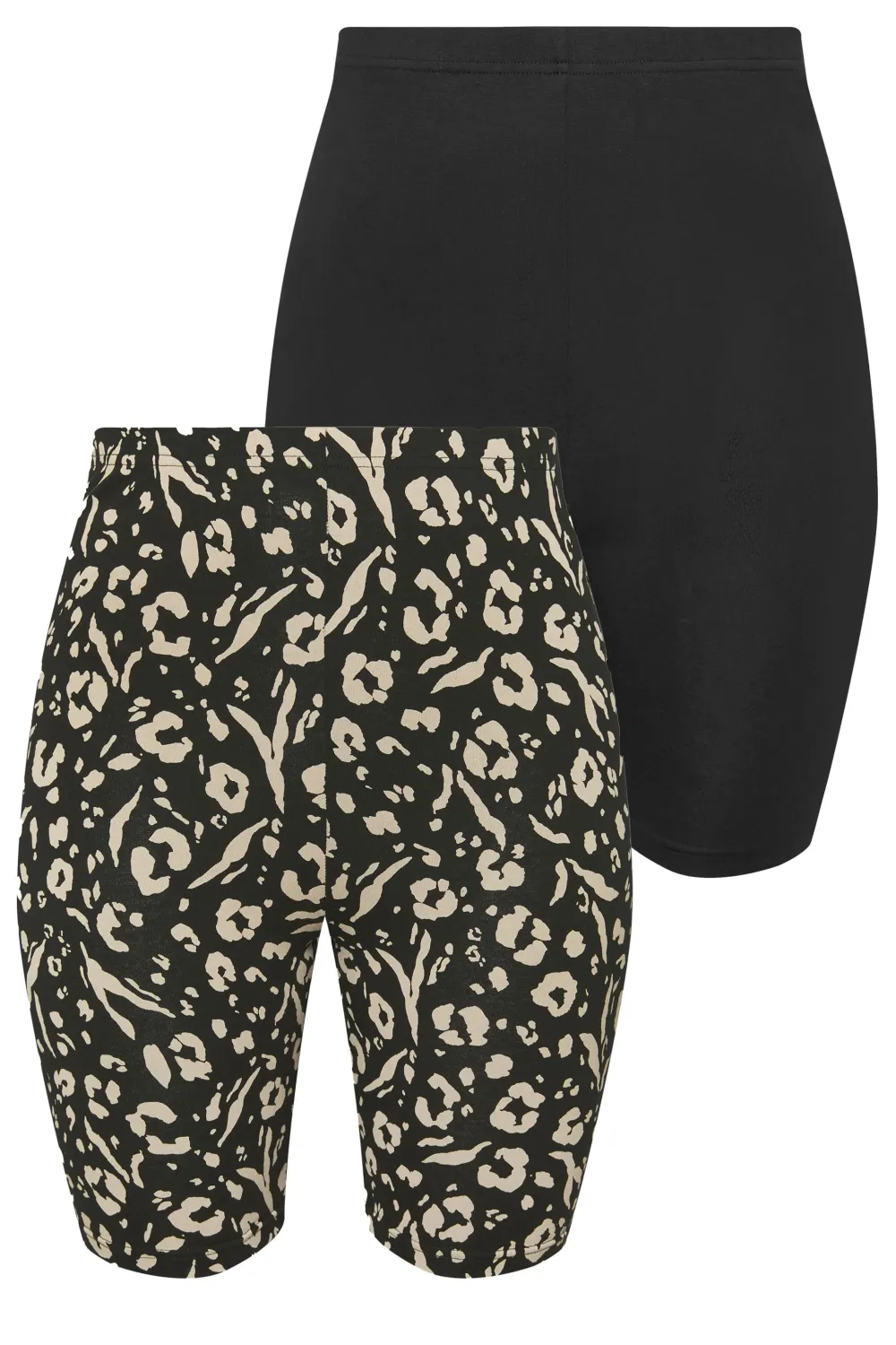 YOURS Curve 2 PACK Black Floral Print Cycling Shorts