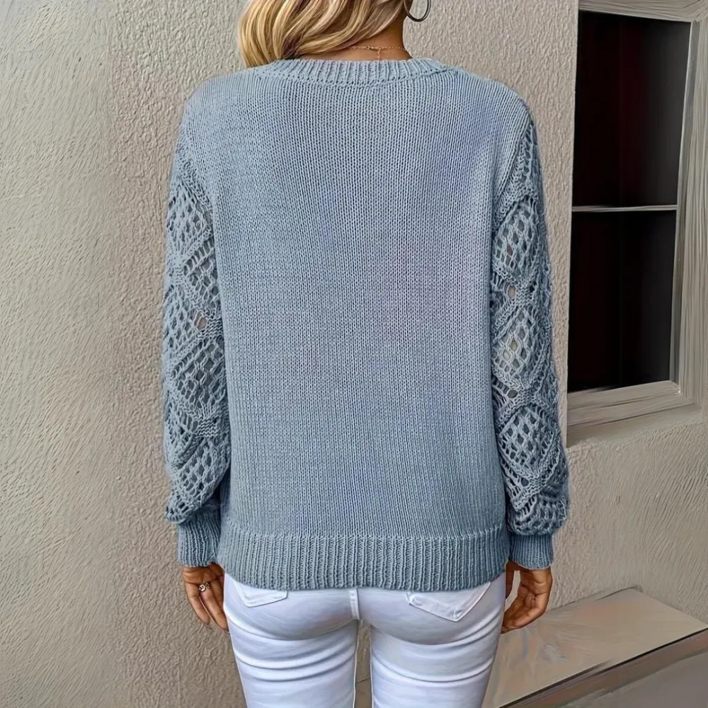 V-Neck Knitted Sleeves Jumper
