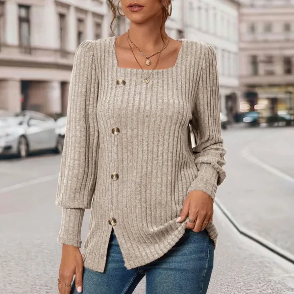 Maud Casual Chic Top with Square Collar