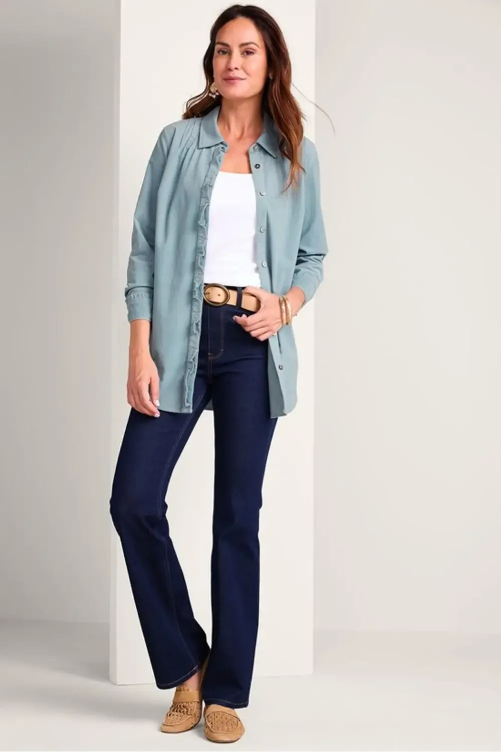 Stretch Cord Long Sleeve Big Shirt