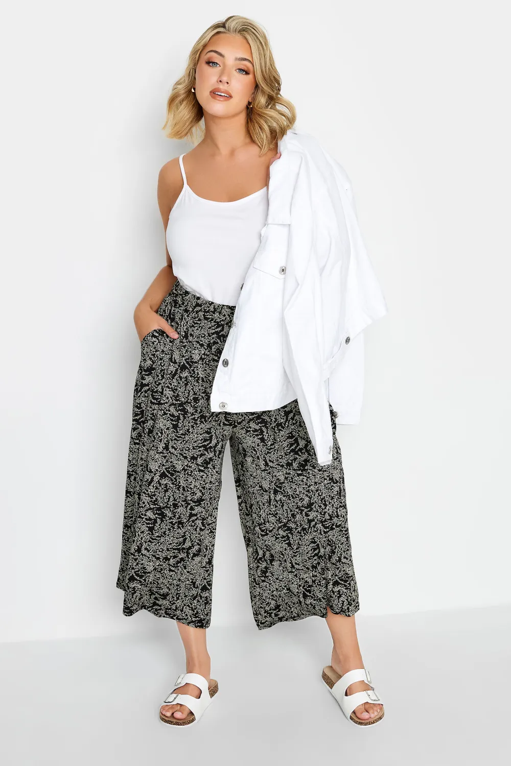 YOURS Curve Black Stretch Jersey Culottes