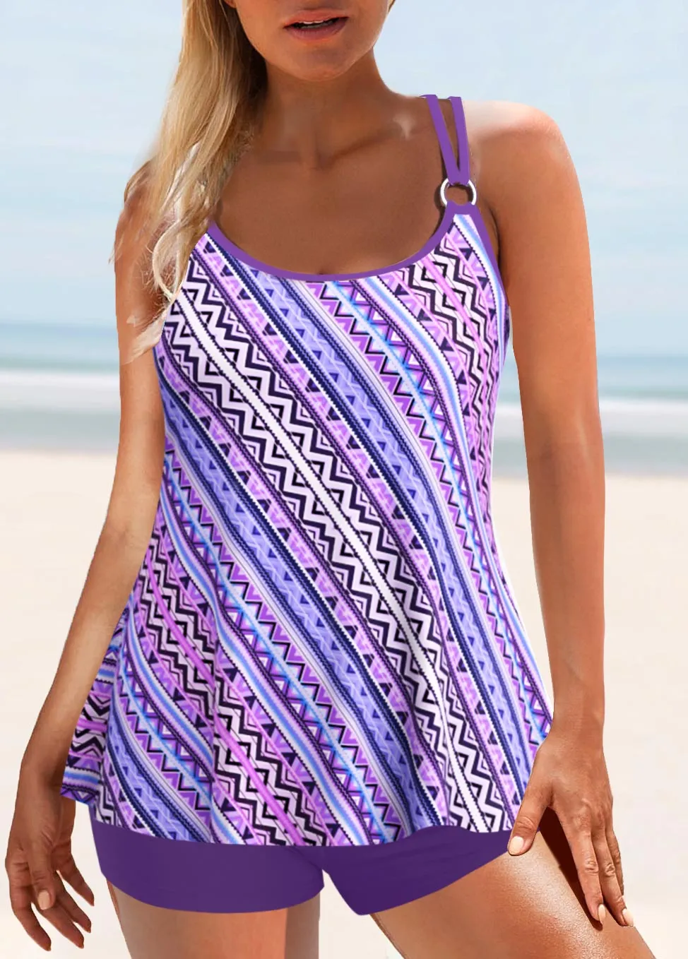 Colorful tie-dye printing Tankini Top