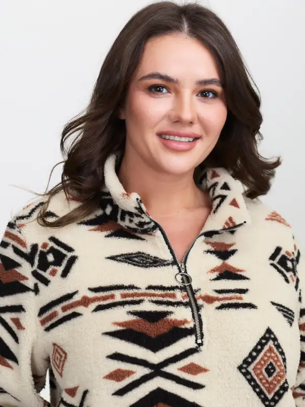 Fair Isle Fleece Zipper Sweatshirt