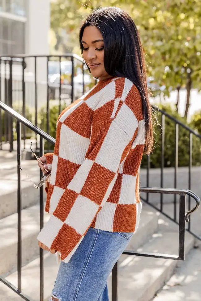 Best Behavior Brown Checkered Sweater