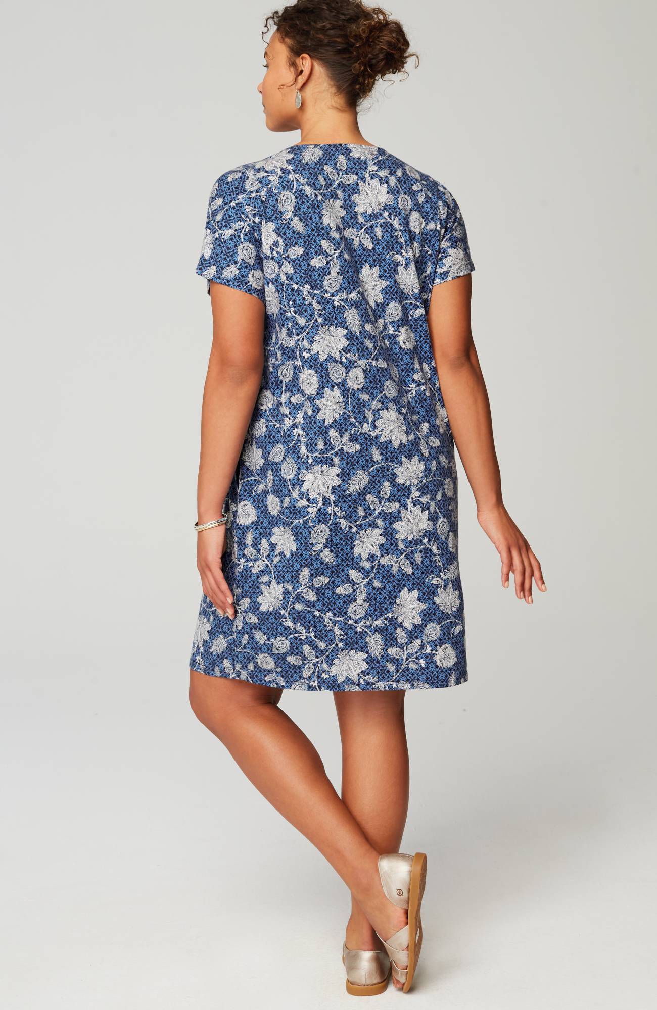 pure jill soft-v-neck t-shirt dress