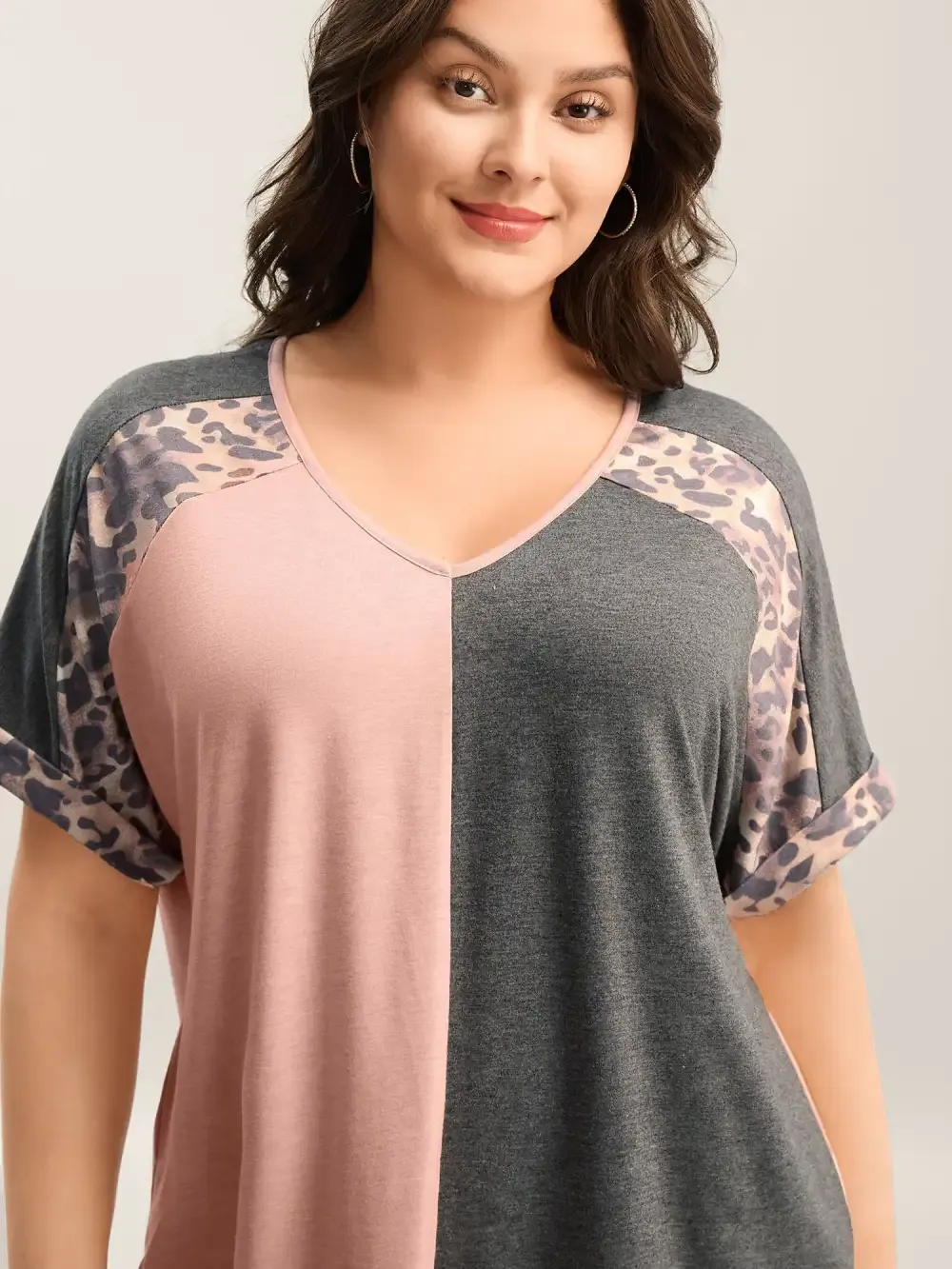 Leopard Print Color Contrast T-Shirt