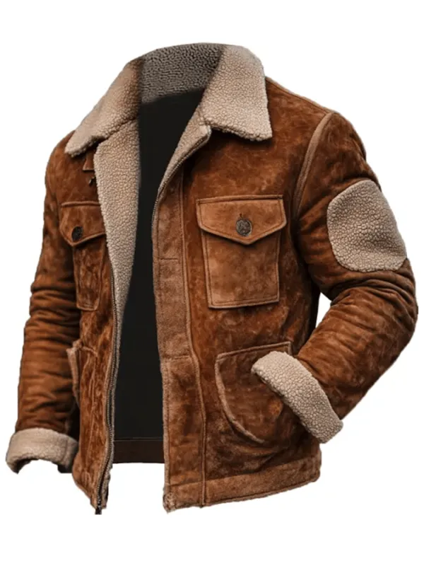 Men's Vintage Suede Fleece Patchwork Outdoor Jacket Last day 80% off!