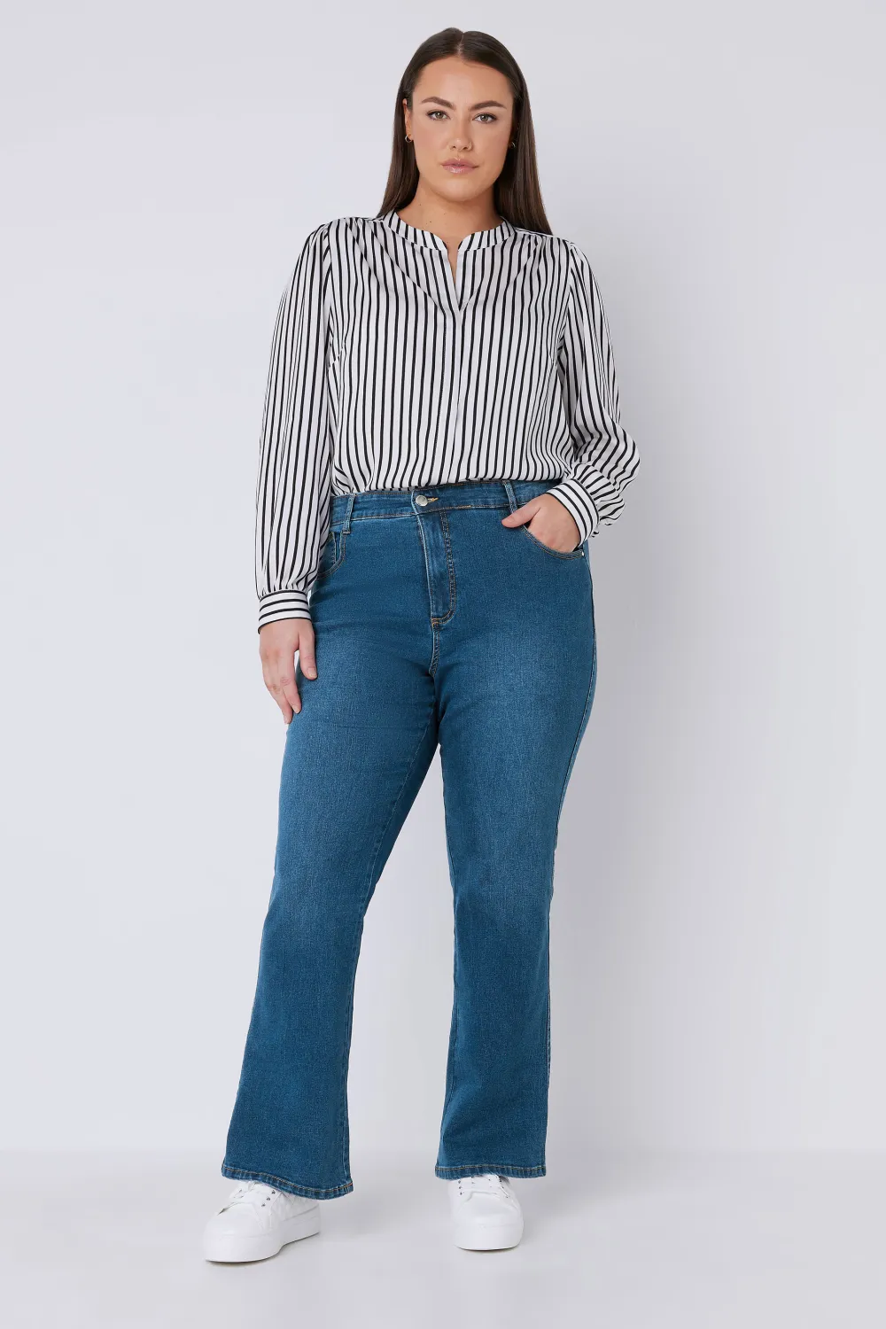 EVANS Curve Black Denim Bootcut Jeans