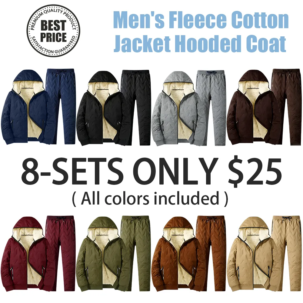 Men's Autumn And Winter Fleece Hooded Set