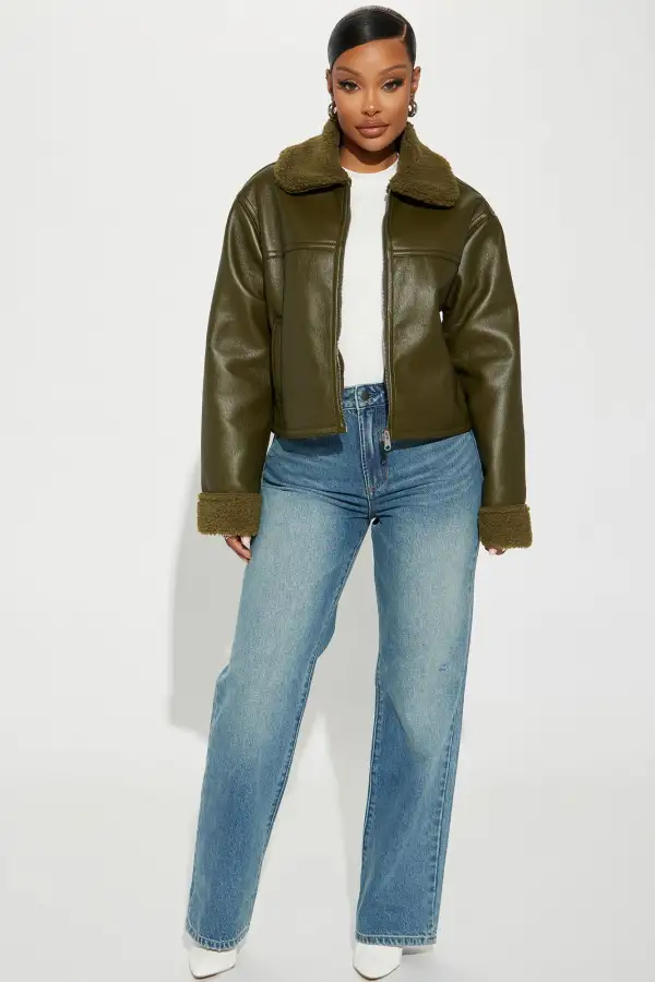 Downtown Girl Bomber Jacket - Olive