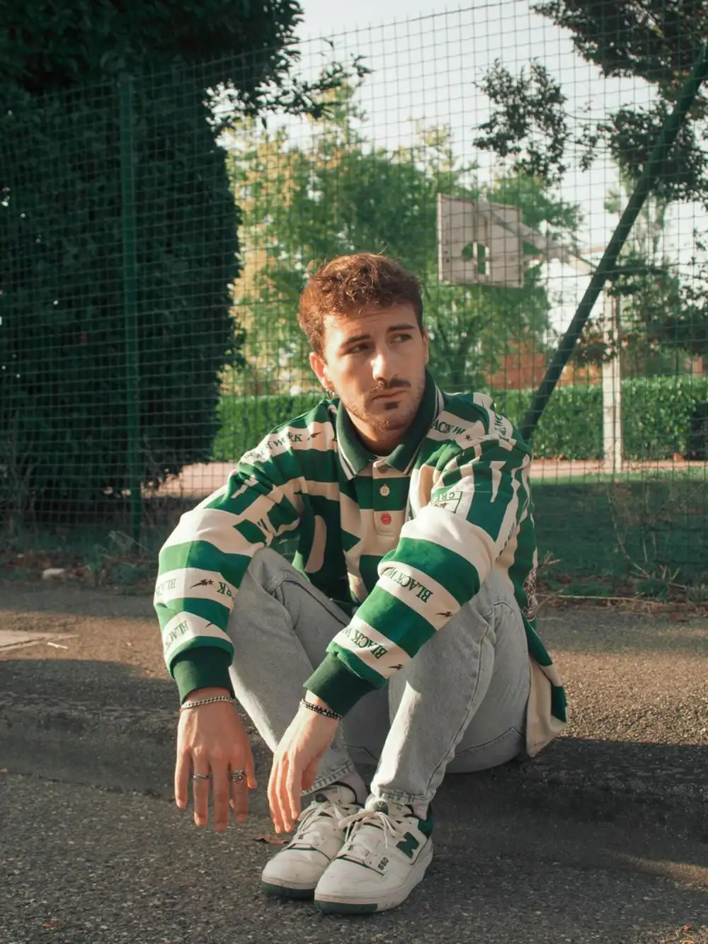 Letter Polo Long Sleeve Shirt -1252