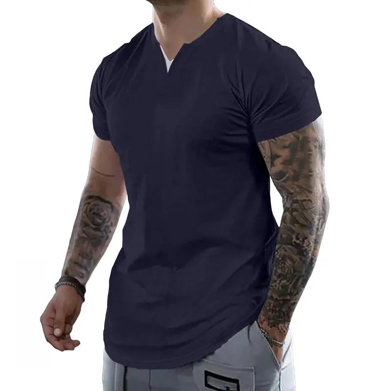 Men's Slim Fit V-Neck T-Shirt – Soft Short Sleeve Tee for Gym & Casual Wear