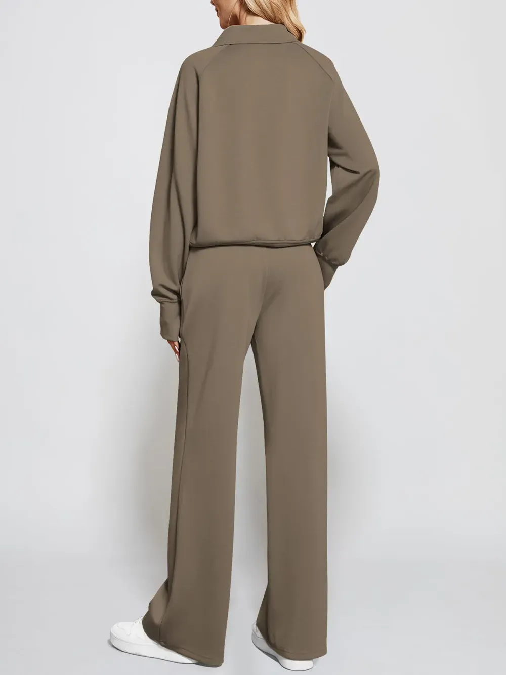 Women's Oversized Half Zip Wide Leg 2 Piece Outfits Lounge Set