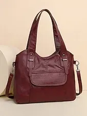 Women's Vintage Brown Faux Leather Tote Bag with Dual Handles and Adjustable Crossbody Strap – Spacious and Stylish for Everyday Use