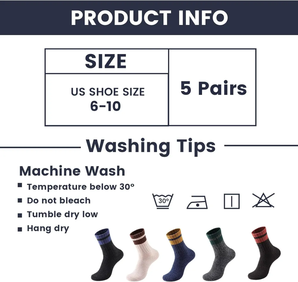 Clothirily Wool Socks- Thick Soft Wool Socks for Women, Vintage Warm Womens Wool Socks, Winter Warm Boot Socks for Women Men