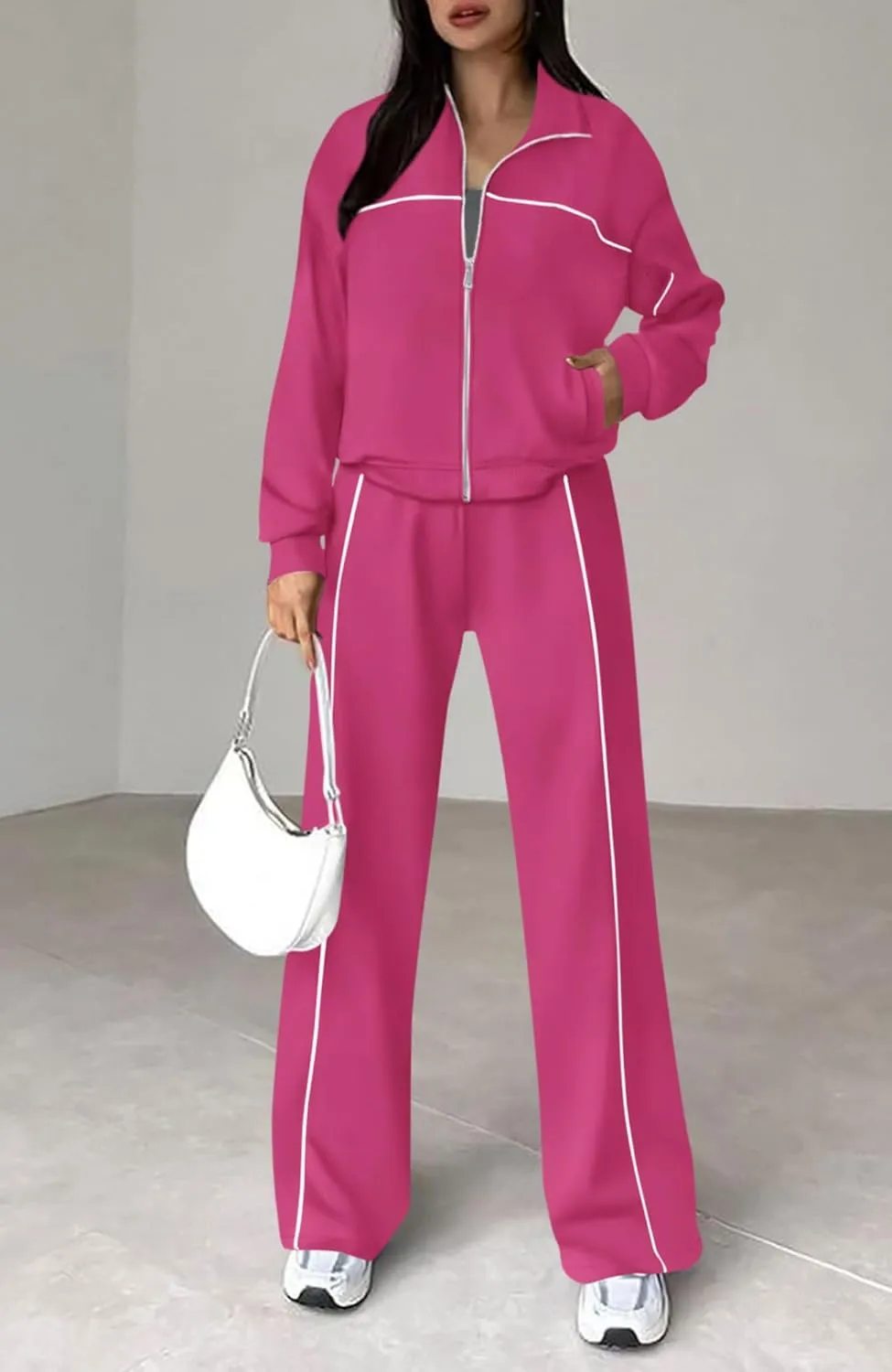 Women's Two Piece Tracksuit Fall 2024 Long Sleeve Jogger Sweatsuit Sets
