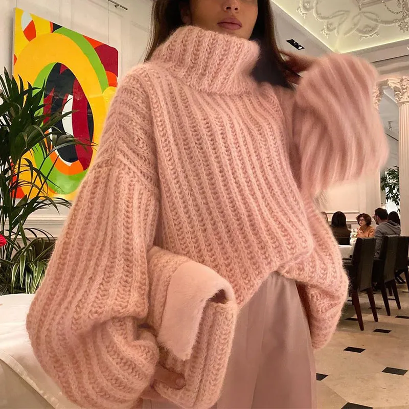 Turtleneck Puffy Long Sleeve Sweater