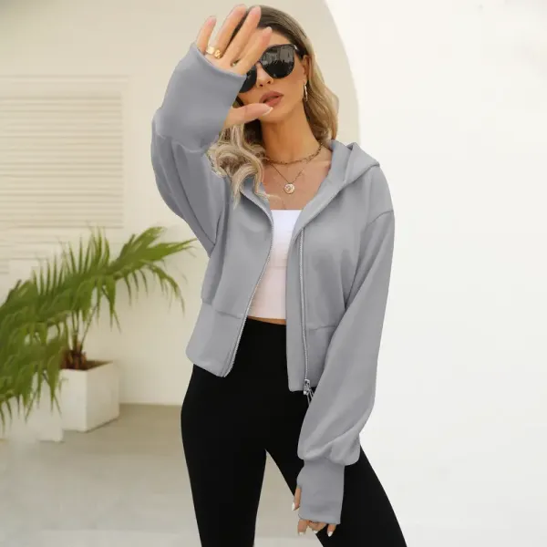 Women's Stylish Athletic Cropped Hoodie