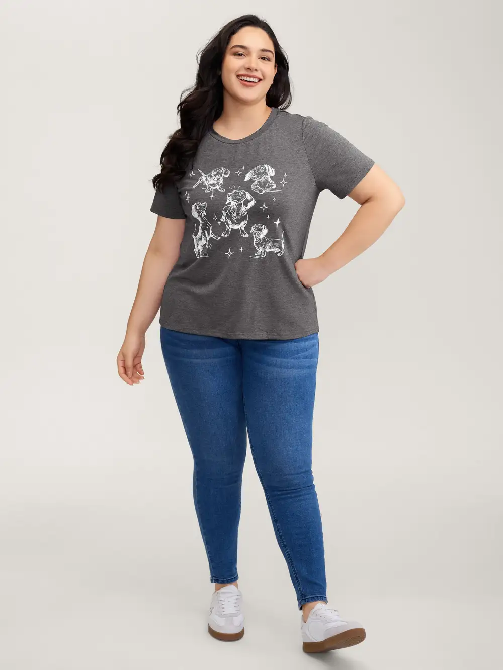 Dogs Print Round Neck T-Shirt