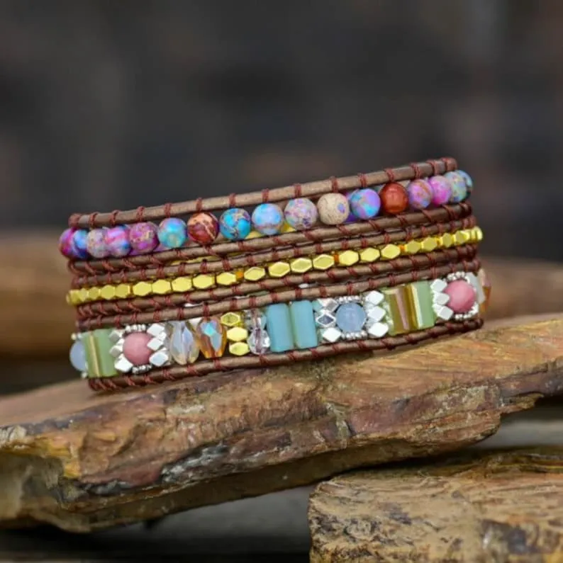 Galaxy Sea Sediment Protection Healing Bracelet-Natural Stone Calming Meditation Balance Energy Bracelet-Inner Peace Mental Health Gift