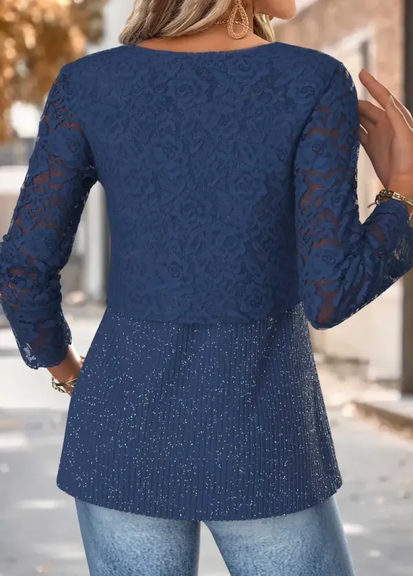 Navy Tummy Coverage Long Sleeve T Shirt