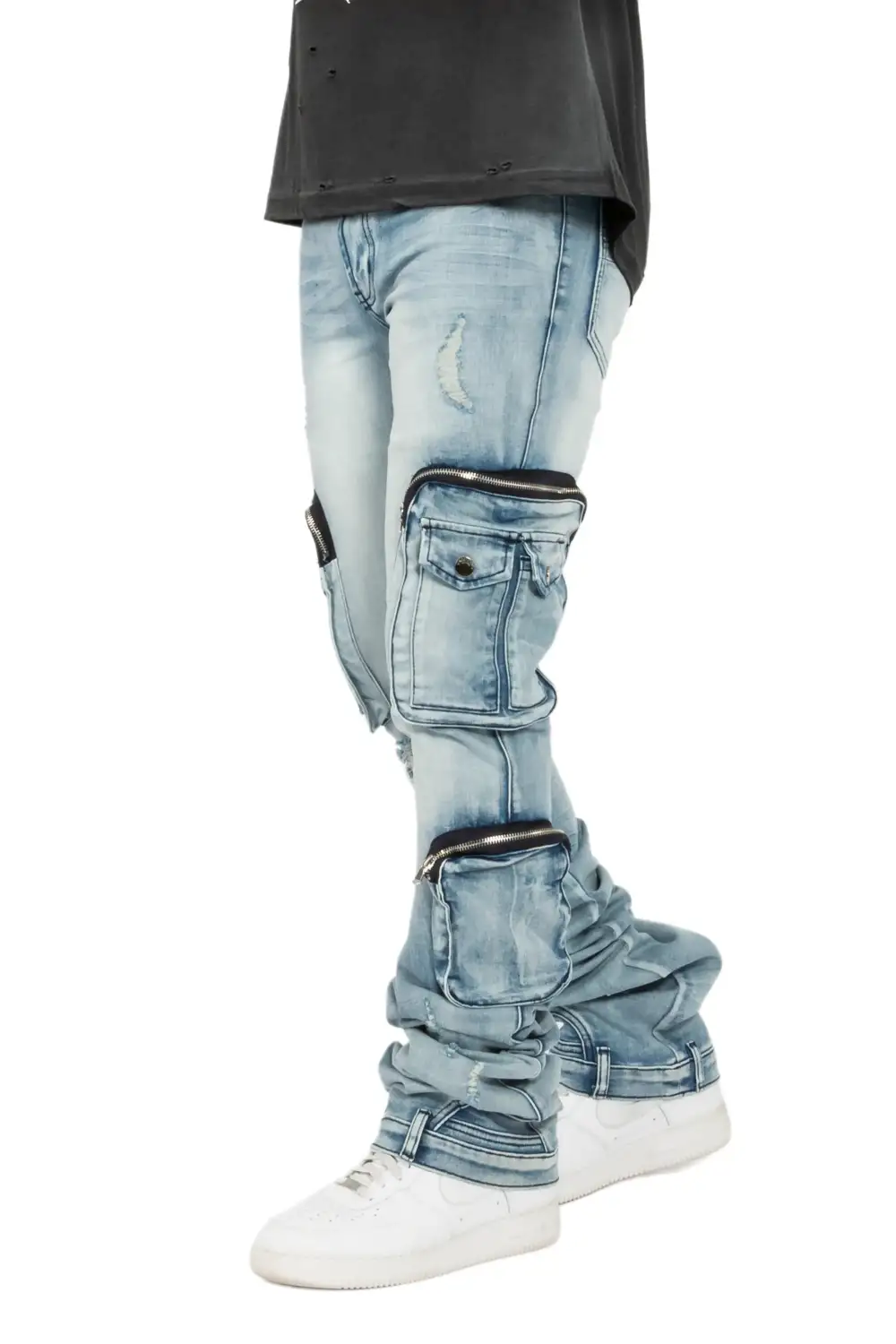 Shane Light Blue Super Stacked Flare Jean