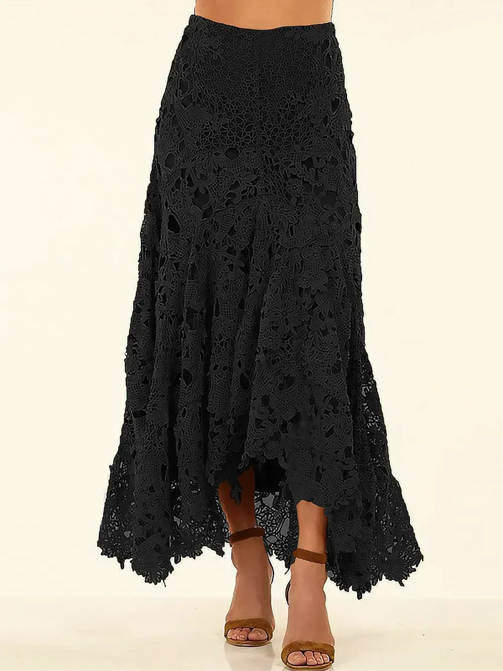Boho Lace H-Line Natural Lace Maxi Skirt
