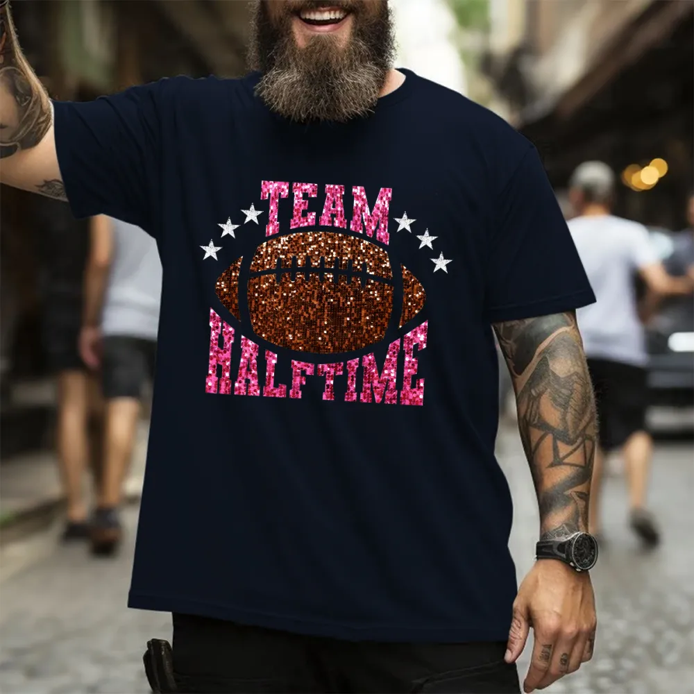 2 Women's Football Team Halftime Show Round Neck Short Sleeve Printed T-shirt