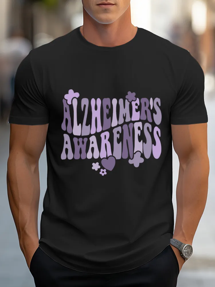 Alzheimer's  Awareness Men's Round Print T-Shirt