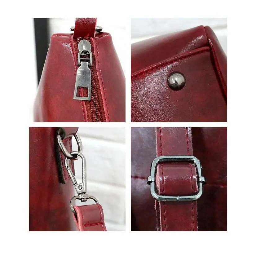 Ladies retro four-piece large-capacity Picture-mother bag, solid color handbag, one-shoulder diagonal bag