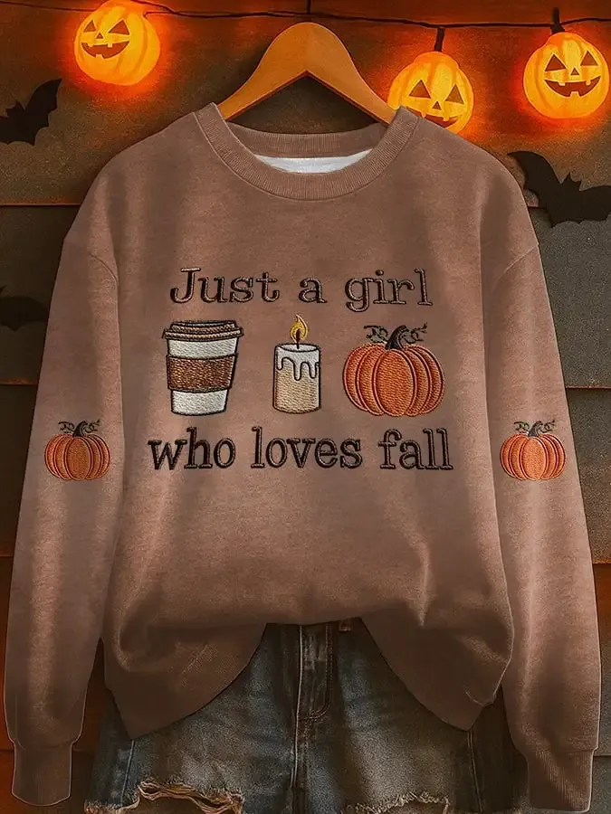 Women's Just a Girl Who Loves Fall Printed Sweatshirt