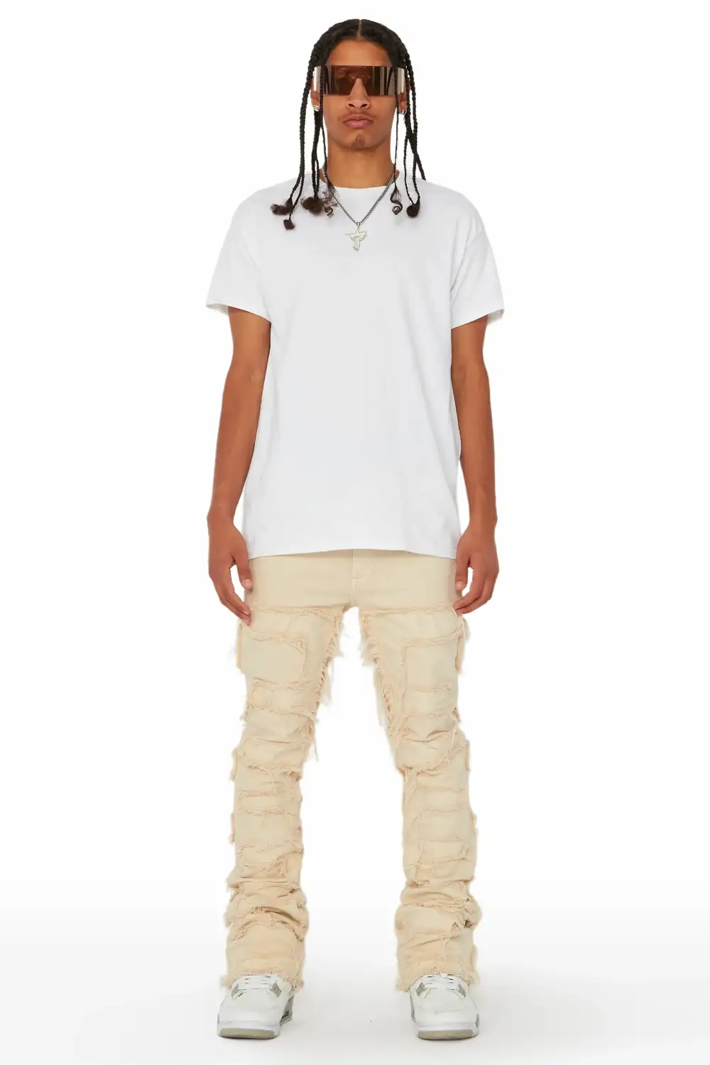 Shake Beige Stacked Flare Jean