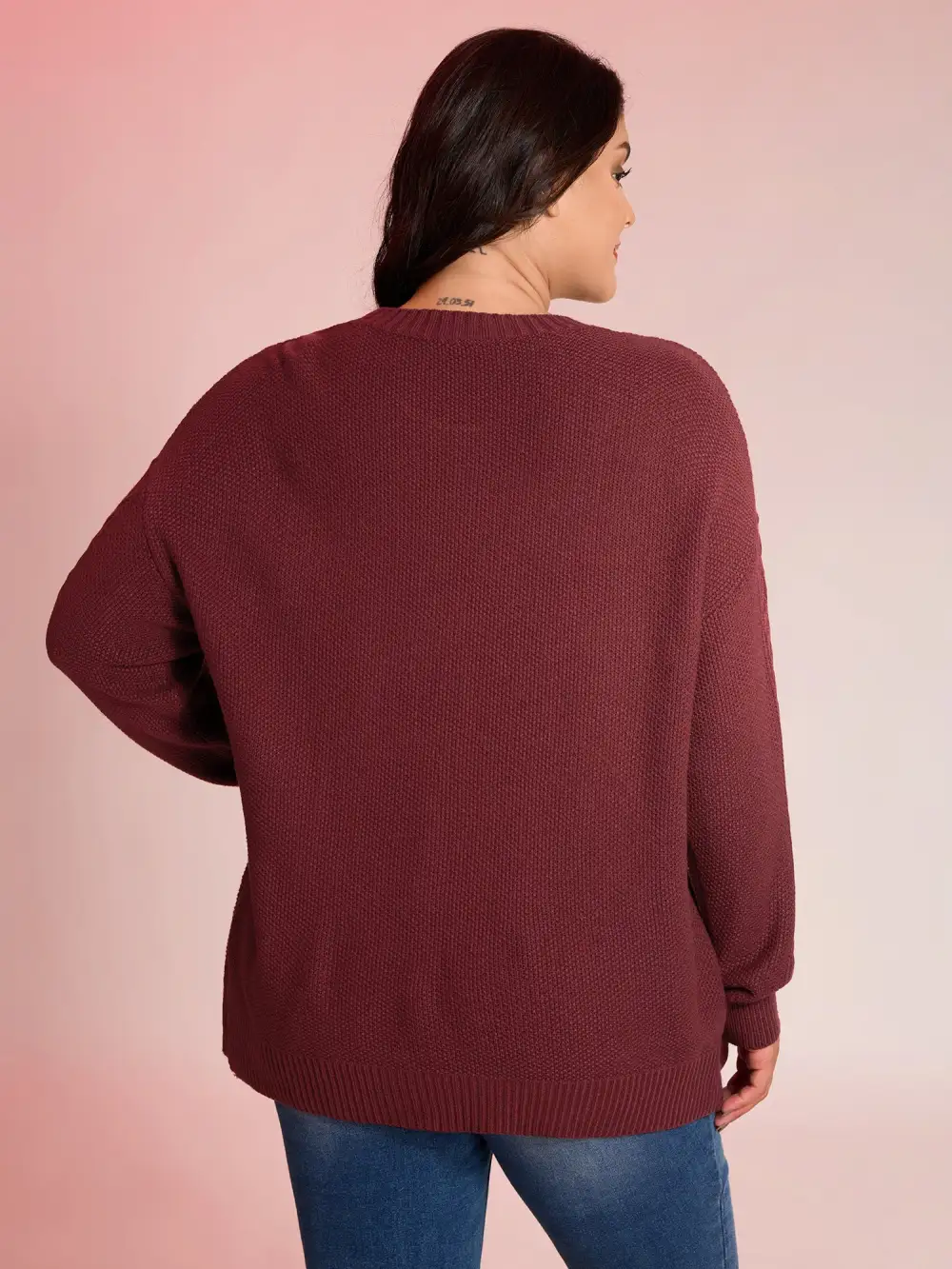 Cable Knit Textured Split Pullover