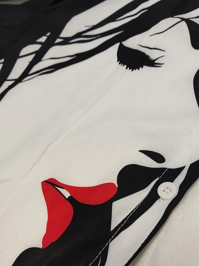 Women's Shirt Blouse White Pink Blue Graphic Abstract Button Print Long Sleeve Daily Weekend Streetwear Casual Shirt Collar Regular Portrait S