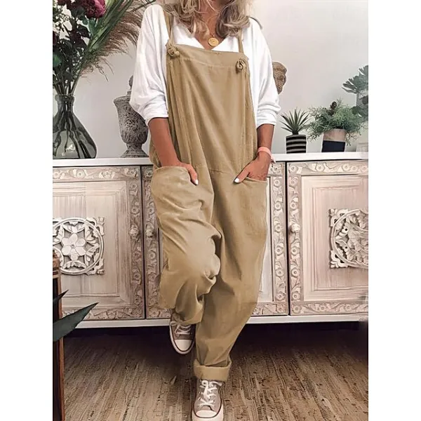 Women's Slacks Pants Trousers Maillard Overalls Dungarees Black Khaki Dark Blue Fashion Basic Slouch Daily Weekend Baggy Full Length Breathable Plain S M L XL XXL