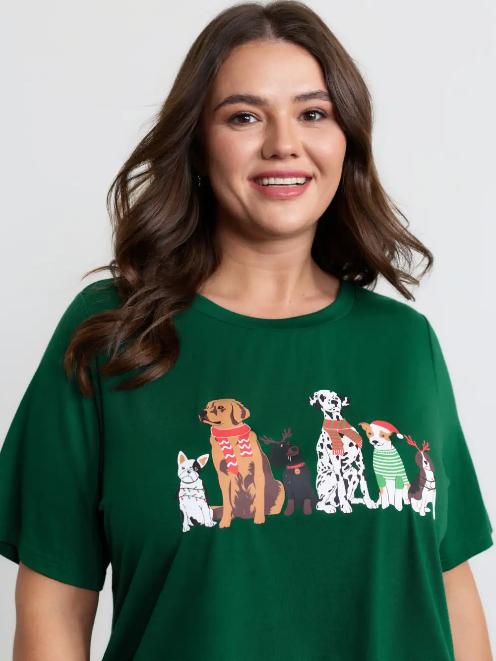 Happy Holiday Dogs Print T-Shirt