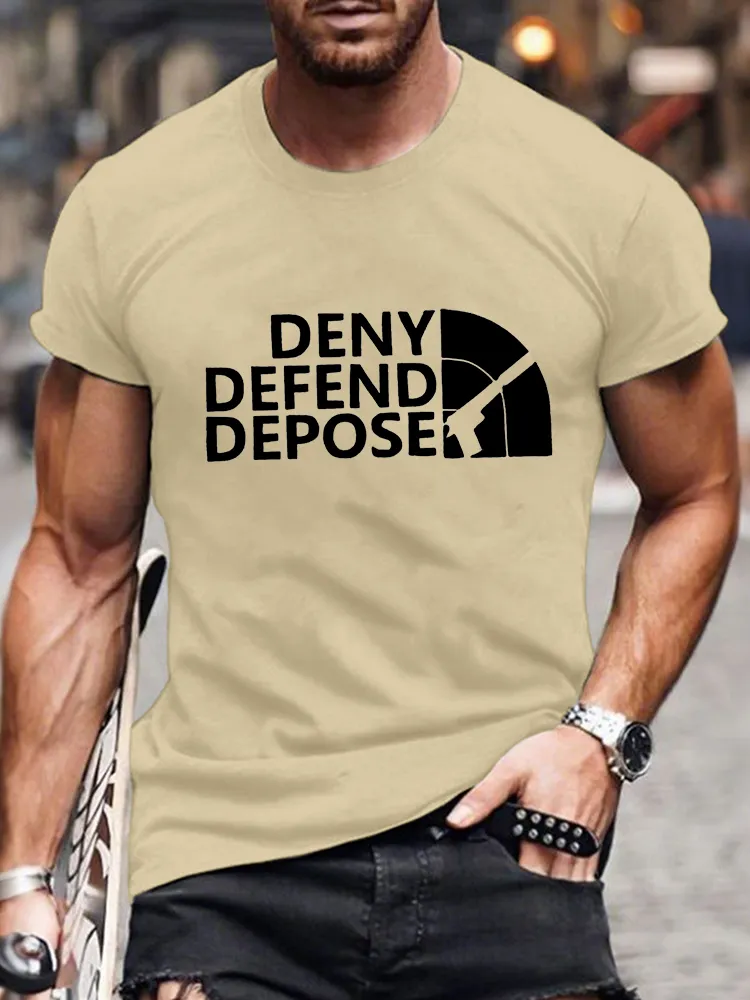 Men'S Deny Defend Depose Short Sleeve Round Neck Pure Cotton T-Shirt